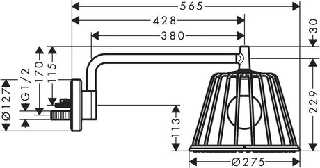 AXOR LampShower Nendo Kopfbrause 275 mm Chrom mit LED-Beleuchtung und Brausearm