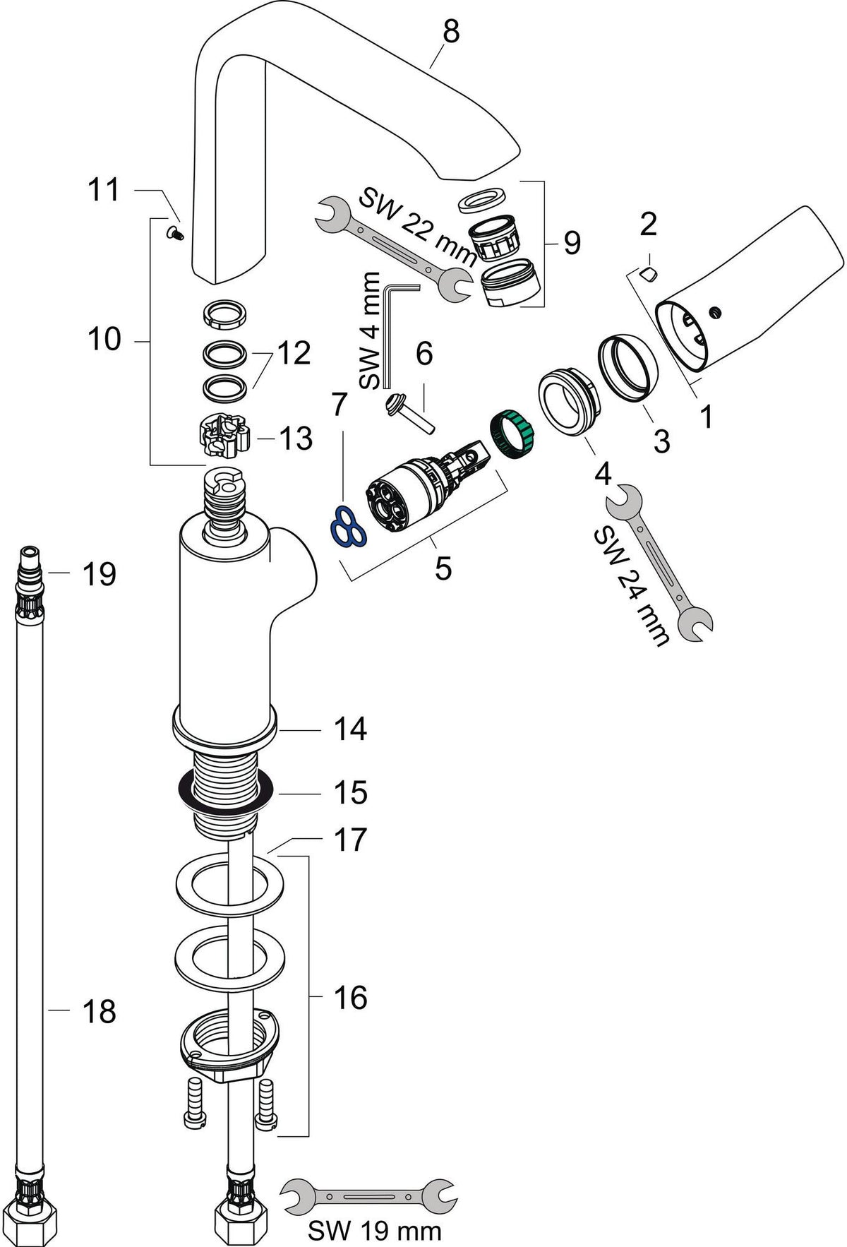 HANSGROHE Metris Einhebel-Waschtischmischer 230 DN 15 mit Schwenkauslauf, chrom