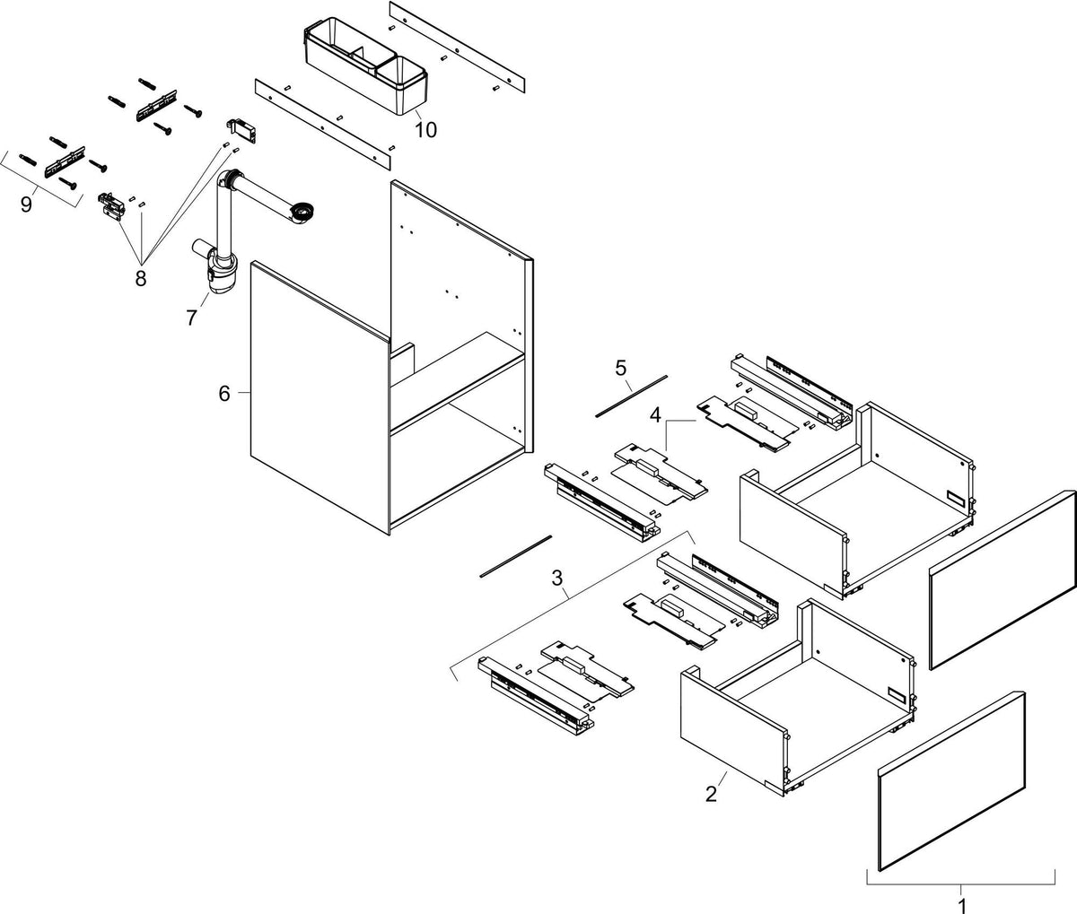 Hansgrohe Xevolos E Waschtischunterschrank 780 mm Eiche Dunkel Mattweiß mit PushOpen und SoftClose