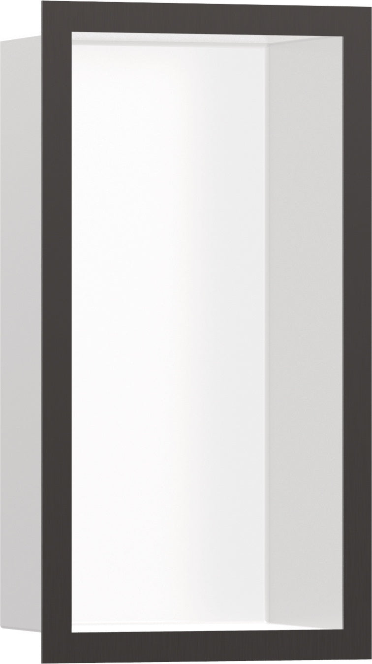 HANSGROHE XtraStoris Individual Wandnische mattweiß 300x150x100 mm mit Designrahmen – Edelstahl V2A