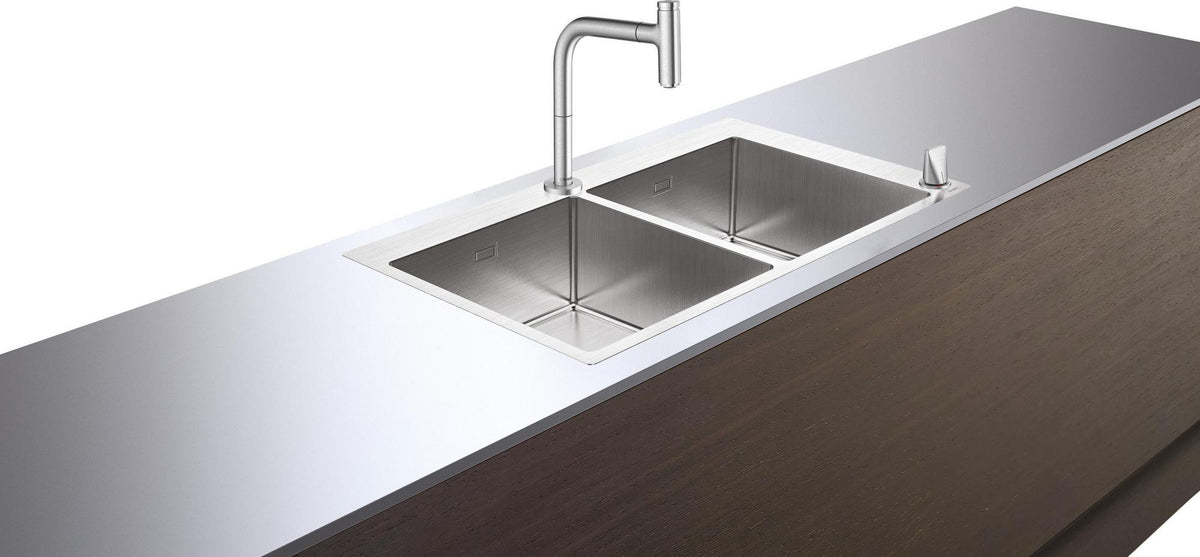 HANSGROHE Spülencombi SELECT 370 x 370 C71-F765-10 in Chrom – Edelstahl-Einbauspüle mit Armatur