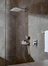 HANSGROHE FixFit Porter 300 Schlauchanschluss mit Brausehalter, weiß/chrom, 300 mm Ablage
