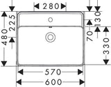 HANSGROHE Xanuia Q Aufsatzwaschtisch 600x480 mm weiß mit Hahnloch und Überlauf