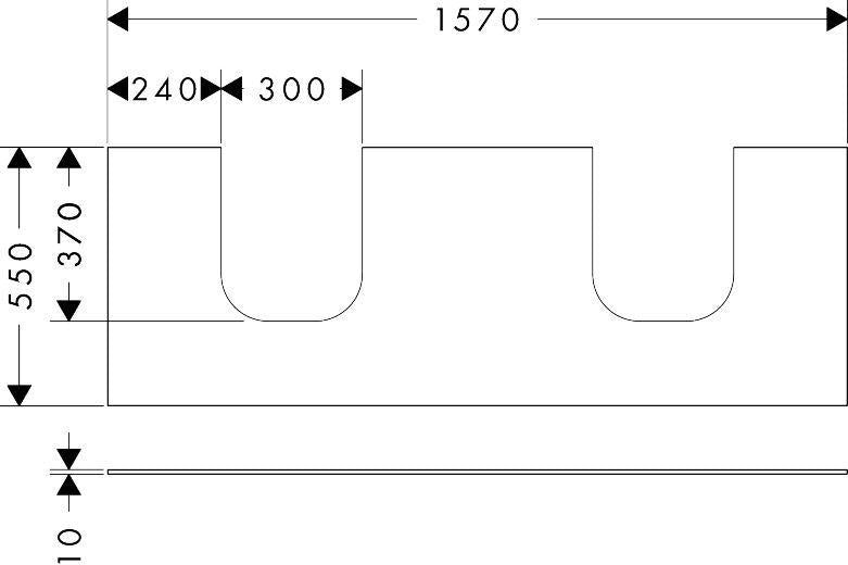 HANSGROHE Xevolos E Konsole 1570 mm mattweiß mit 2 Ausschnitten