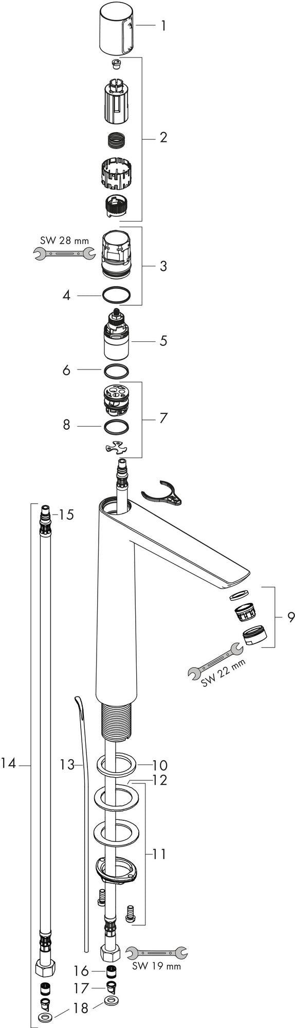 HANSGROHE Talis Select E Waschtischmischer 240 mit Zugstangen-Ablaufgarnitur, chrom