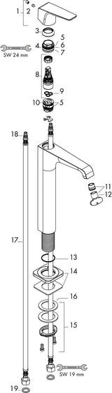 AXOR CITTERIO E Einhebel-Waschtischmischer DN 15 mit Hebelgriff und ComfortZone 250