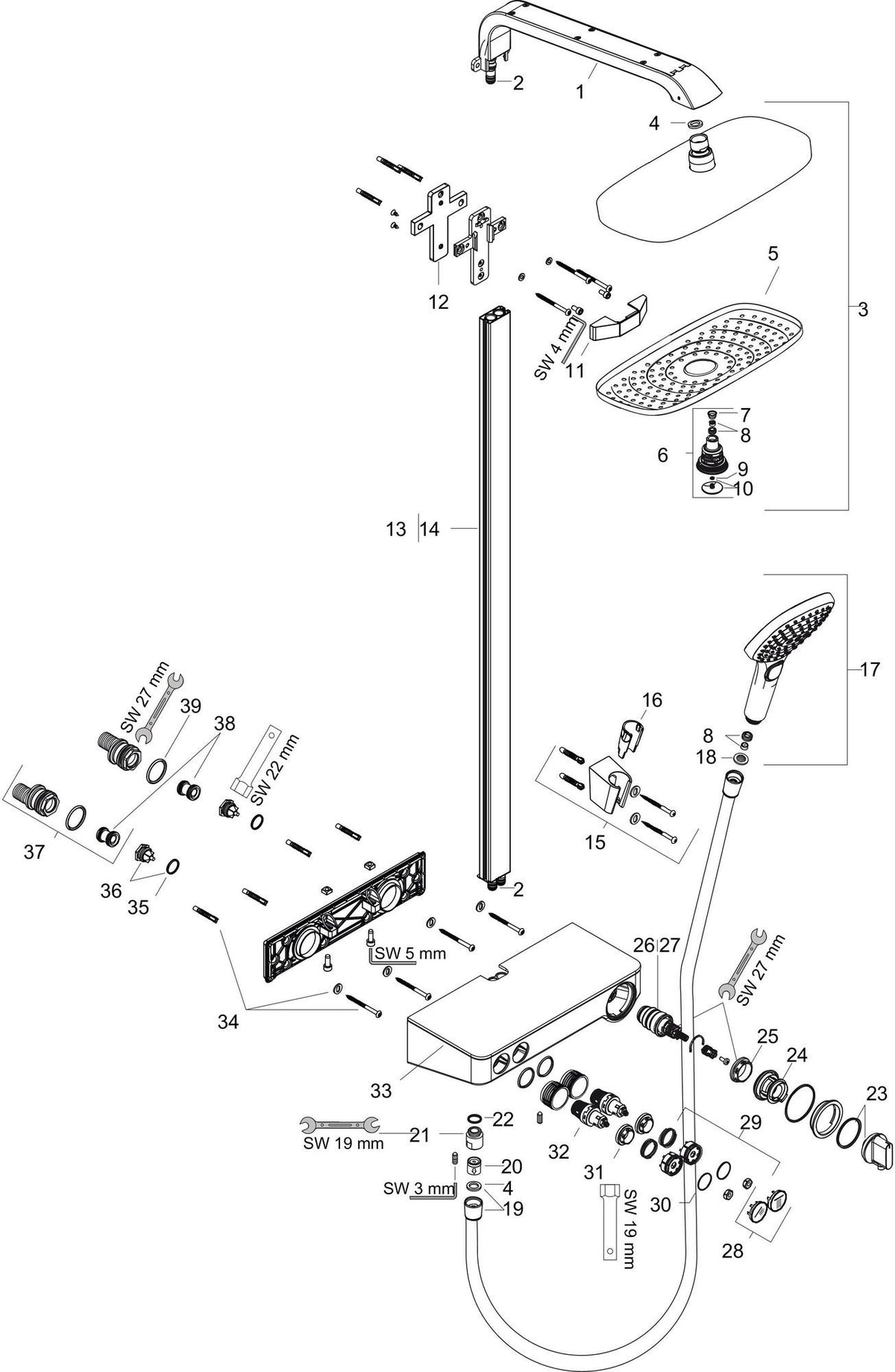 HANSGROHE Raindance Select E 300 Showerpipe Duschsystem mit Thermostat und Select-Taste