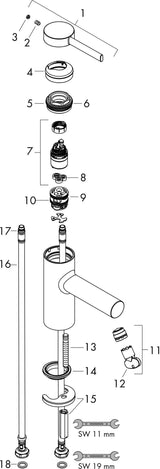 Hansgrohe Zesis S Waschtisch-Einhebelmischer 70 mm mit Metall-Zugstangen-Ablaufgarnitur verchromt