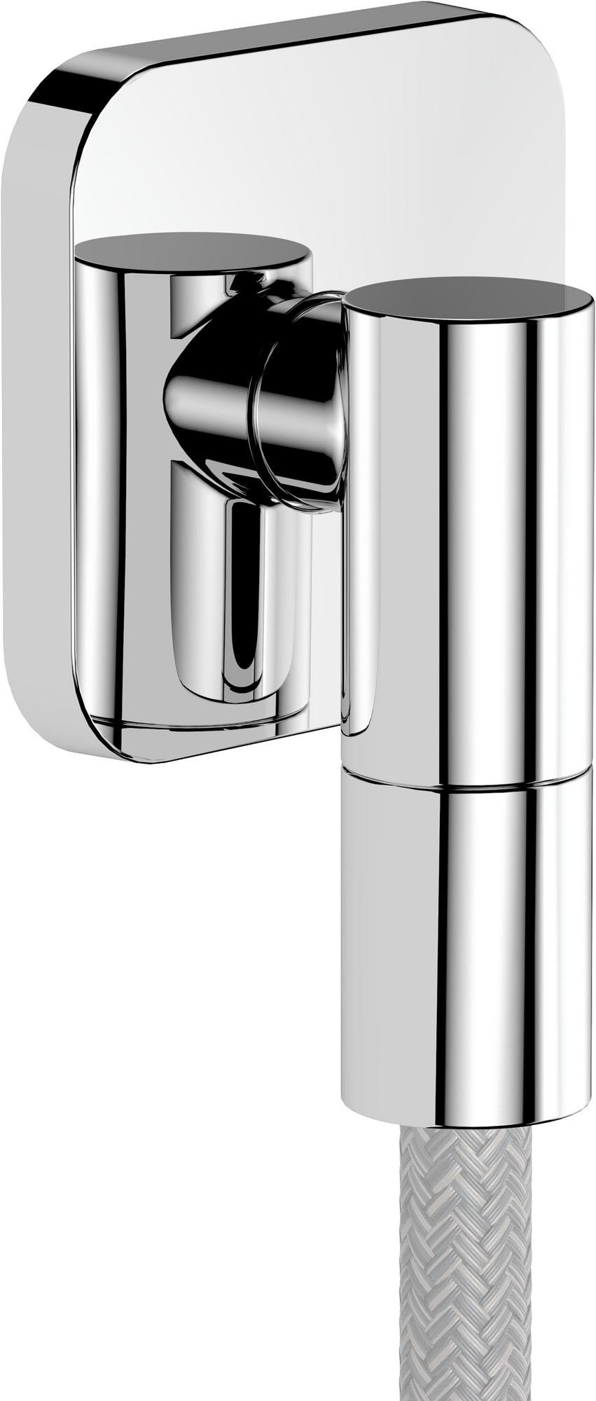 HANSGROHE Wandanschluss FixFit Fine Q mit Rückflussverhinderer – schwarz, 1/2 Zoll, 65 mm Rosette