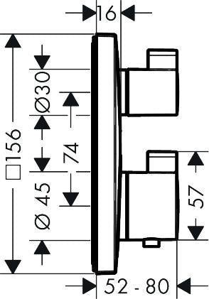 HANSGROHE Ecostat Square UP Thermostat für 2 Verbraucher – Chrom, Fertigmontageset