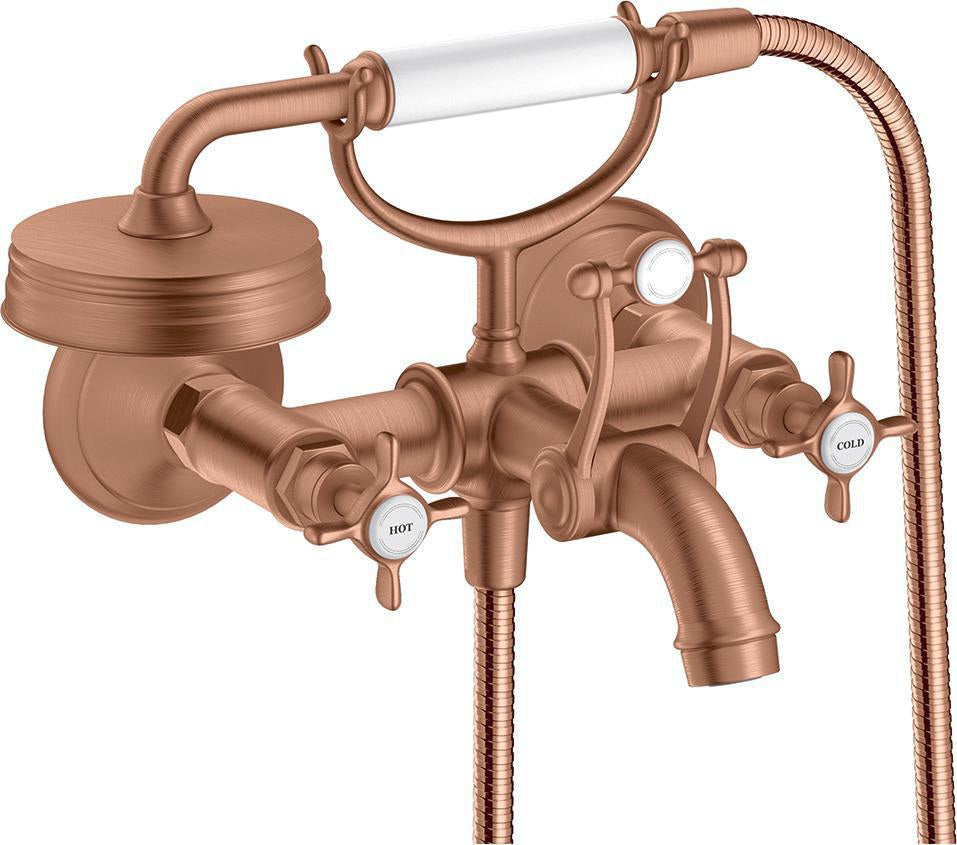 AXOR MONTREUX 2-Griff-Wannenarmatur DN 15, Aufputz, chrom – mit Handbrause & Brausehalter
