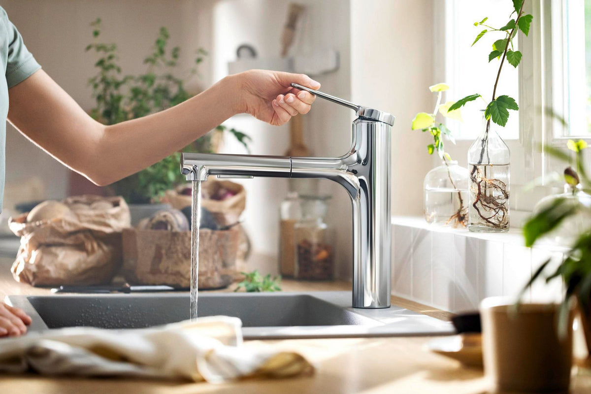HANSGROHE Einhebel-Spültischmischer Zesis M33 160 mit Ausziehbrause und sBox lite – Chrom