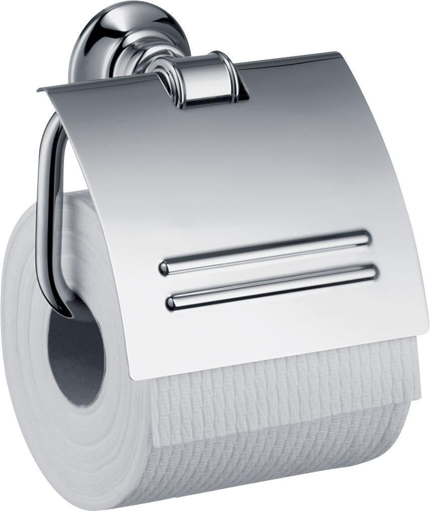 AXOR MONTREUX Papierrollenhalter Wandmontage Chrom – Metall, mit Deckel, verdeckte Befestigung