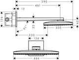 AXOR ShowerSolutions Kopfbrause 466 x 300 mm 2 Strahlarten Chrom – Rain & RainStream