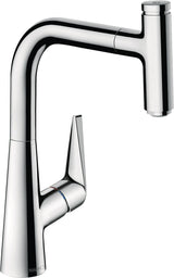 HANSGROHE Talis Select S 220 Küchenmischer mit Ausziehauslauf, Select-Knopf und ComfortZone, Chrom