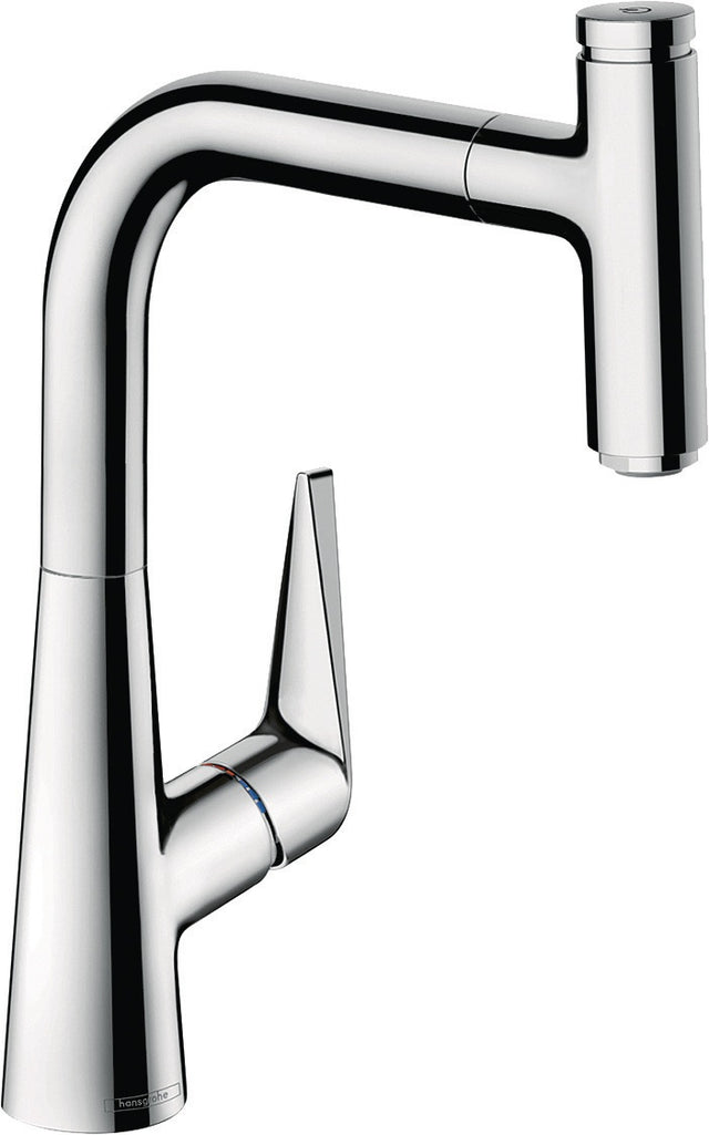 HANSGROHE Talis Select S 220 Küchenmischer mit Ausziehauslauf, Select-Knopf und ComfortZone, Chrom