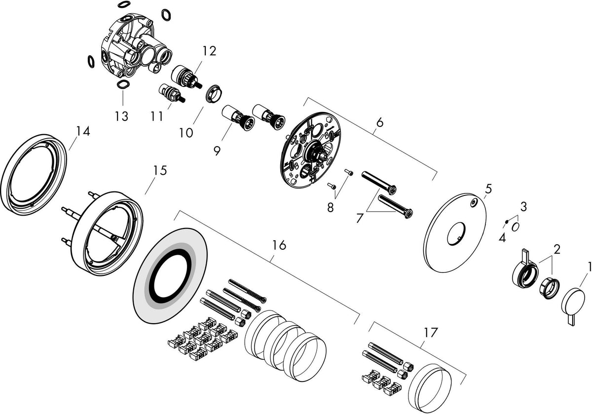 Hansgrohe DuoTurn S Unterputz-Mischer, 1 Verbraucher, Chrom – Einbauteil mit iBox universal 2