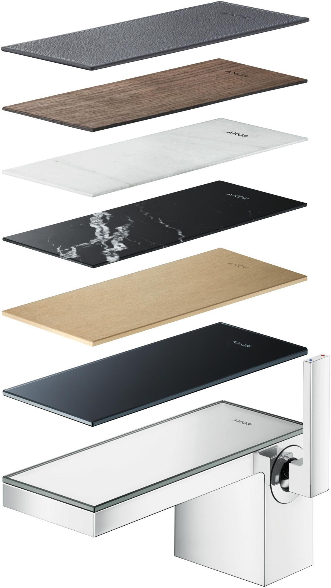 AXOR MyEdition Waschtischmischer 70 mit Glasplatte und Push-Open Ablaufgarnitur von Hansgrohe – chrom