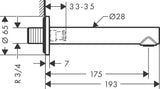 AXOR UNO Wanneneinlauf von HANSGROHE – Wandmontage, 175 mm Ausladung, Chrom