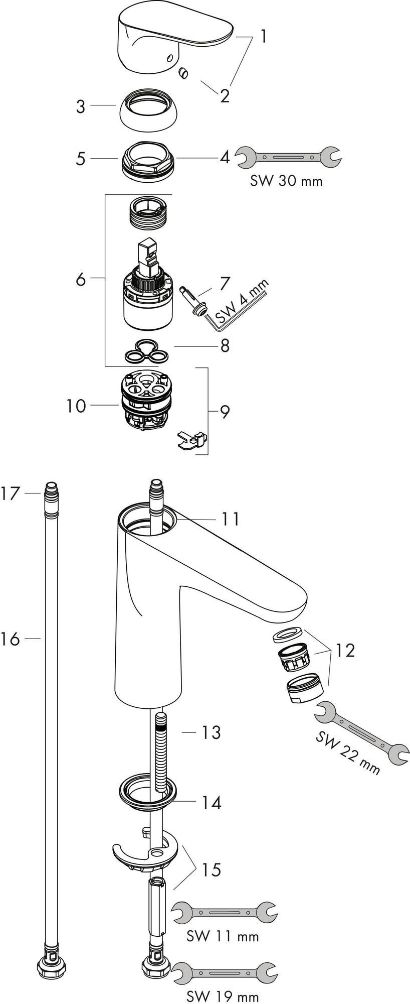 HANSGROHE Focus 100 Einhebel-Waschtischmischer DN 15 CoolStart mit Zugstangen-Ablaufgarnitur