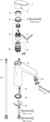 HANSGROHE Focus 100 Einhebel-Waschtischmischer DN 15 CoolStart mit Zugstangen-Ablaufgarnitur