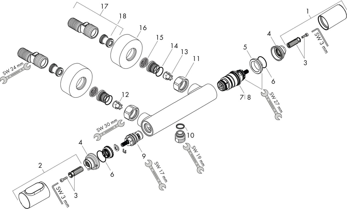 AXOR Citterio M Brausethermostat Aufputz DN 15 – Chrom, Temperaturbegrenzung, Schalldämpfer
