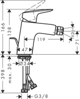 HANSGROHE Logis Einhebel-Bidetmischer DN 15 mit Zugstangen-Ablaufgarnitur, chrom