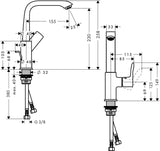HANSGROHE Metris Einhebel-Waschtischmischer 230 DN 15 mit Schwenkauslauf, chrom