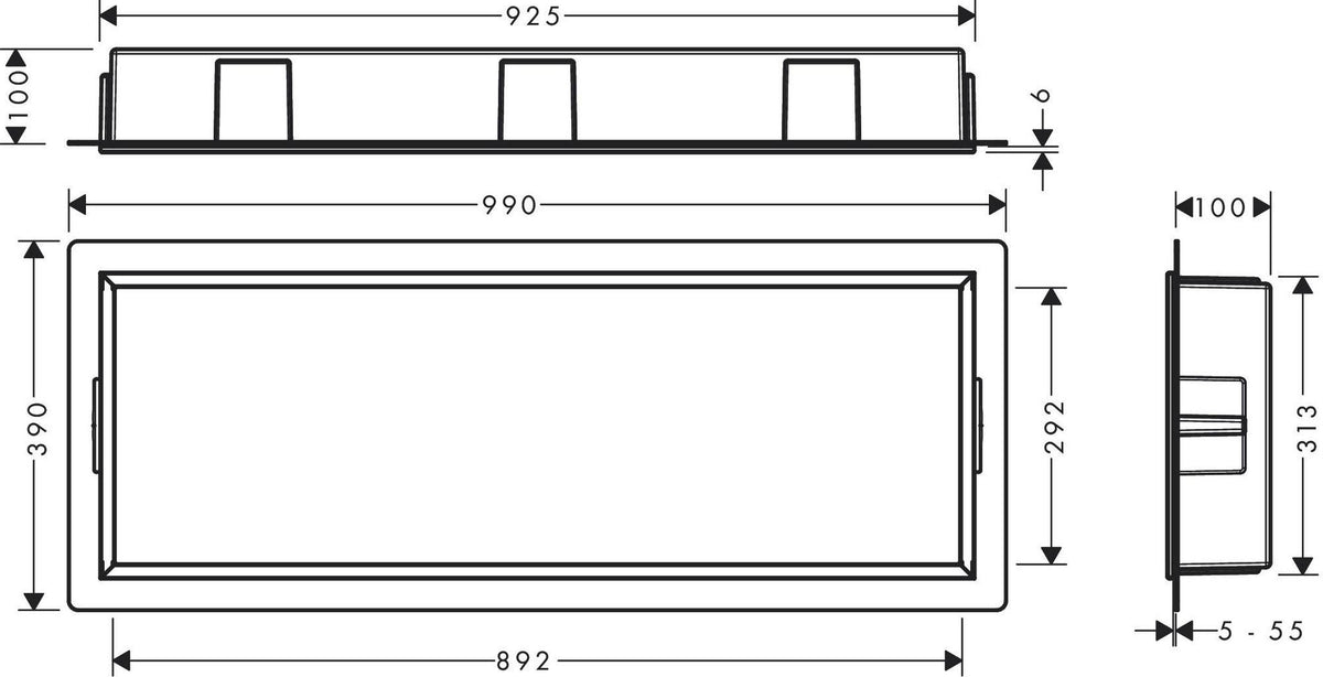 HANSGROHE Wandnische XtraStoris Original 300x150x100 mm mattschwarz mit Rahmen