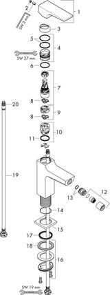 HANSGROHE Metropol Einhebel-Bidetmischer DN15 mit Push-Open Ablaufgarnitur, chrom