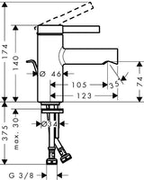 Hansgrohe Zesis S Waschtisch-Einhebelmischer 70 mm mit Metall-Zugstangen-Ablaufgarnitur verchromt
