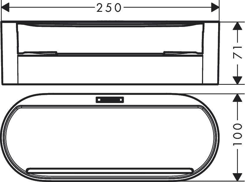 HANSGROHE WallStoris Ablagekorb tief, 250 x 71 mm, mattschwarz – Duschkorb mit Wasserablauf