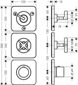AXOR Citterio E Thermostatmodul DN 20 mit Rosetten für 3 Verbraucher, Chrom