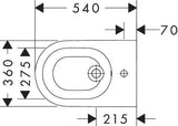Hansgrohe EluPura S Wand-Bidet 540 mm mit Hahnloch und Überlauf in Weiß