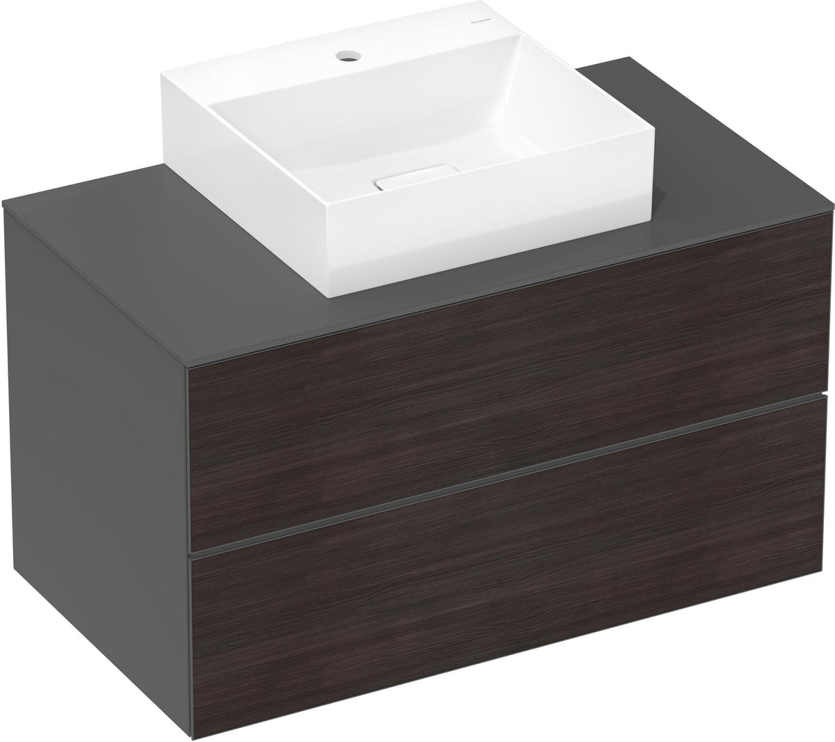 HANSGROHE Xevolos E Waschtischunterschrank 980 mm mattweiß/eiche dunkel grifflos PushOpen