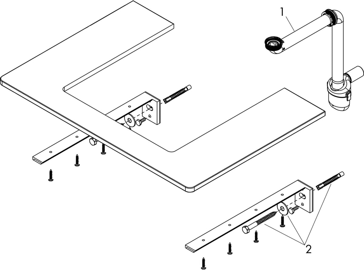 HANSGROHE Xelu Q Konsole 1360 mm, Ausschnitt rechts, Hahnloch, weiß hochglanz