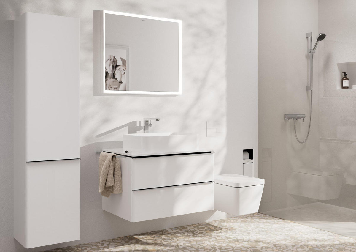 HANSGROHE Xarita E Wandspiegel 800x700 mm mattweiß mit LED-Beleuchtung und IR-Sensor