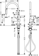 HANSGROHE Talis M54 Spültischmischer 210 mit Ausziehauslauf, Chrom
