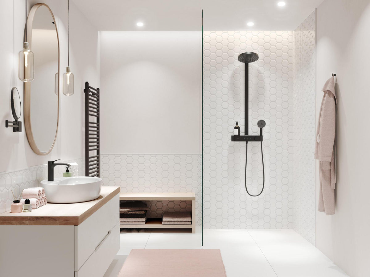 HANSGROHE Showerpipe Pulsify 260 2jet mit Brausethermostat – Chrom, PowderRain & CoolContact