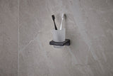 HANSGROHE AddStoris Glashalter Wandmontage Chrom – Mattglas Zahnputzbecher-Halter mit verdeckter Befestigung