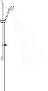 HANSGROHE Brauseset Croma 100 Vario mit Unica´C Stange 900 mm in Chrom – 4 Strahlarten & QuickClean