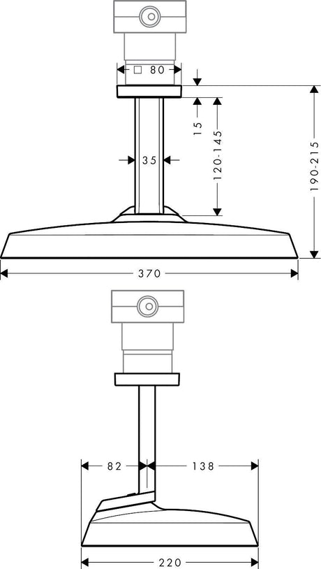 AXOR ShowerSphere 2jet EcoSmart Kopfbrause 370/220 mit Deckenanschluss