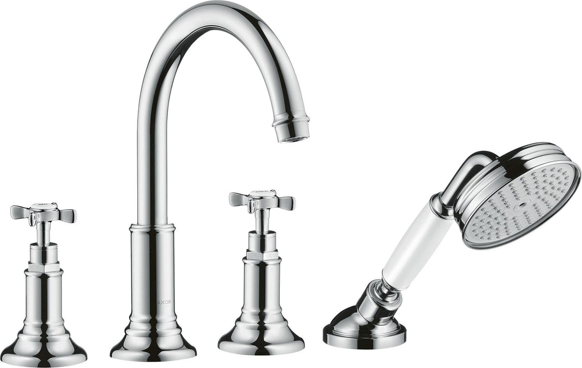 AXOR MONTREUX 4-Loch-Wannenrandarmatur DN 15 mit Handbrause, Thermostat und Wanneneinlauf in Chrom