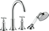 AXOR MONTREUX 4-Loch-Wannenrandarmatur DN 15 mit Handbrause, Thermostat und Wanneneinlauf in Chrom