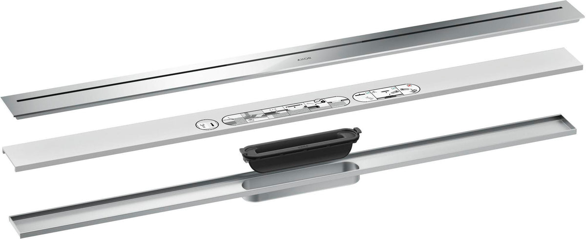 AXOR Drain Duschrinne Fertigset 1000 mm chrom – Designabdeckung, Dryphon, höhenverstellbar