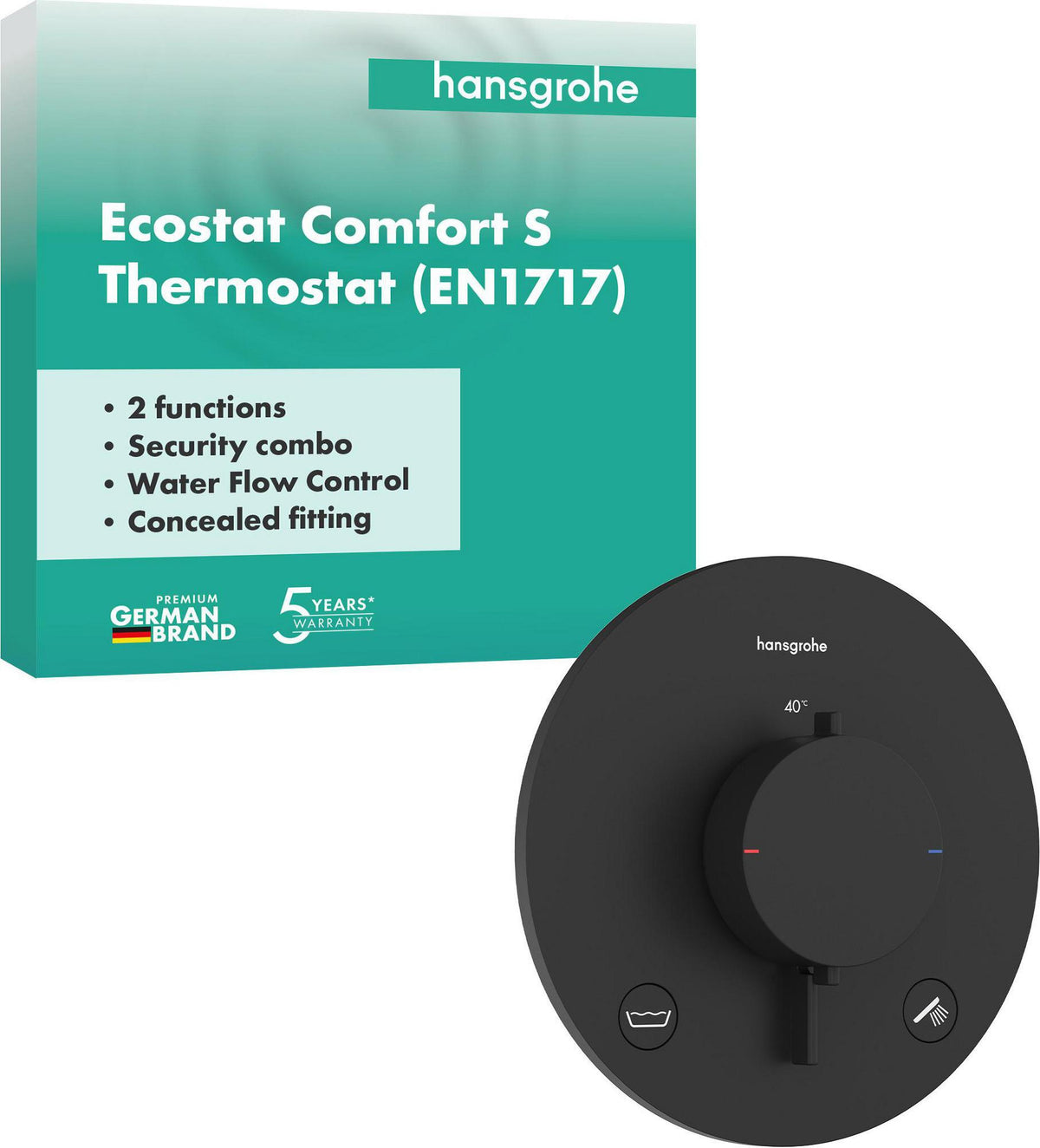 HANSGROHE Ecostat Comfort S Thermostat UP Fertigset für 2 Verbraucher mit Sicherungskombination
