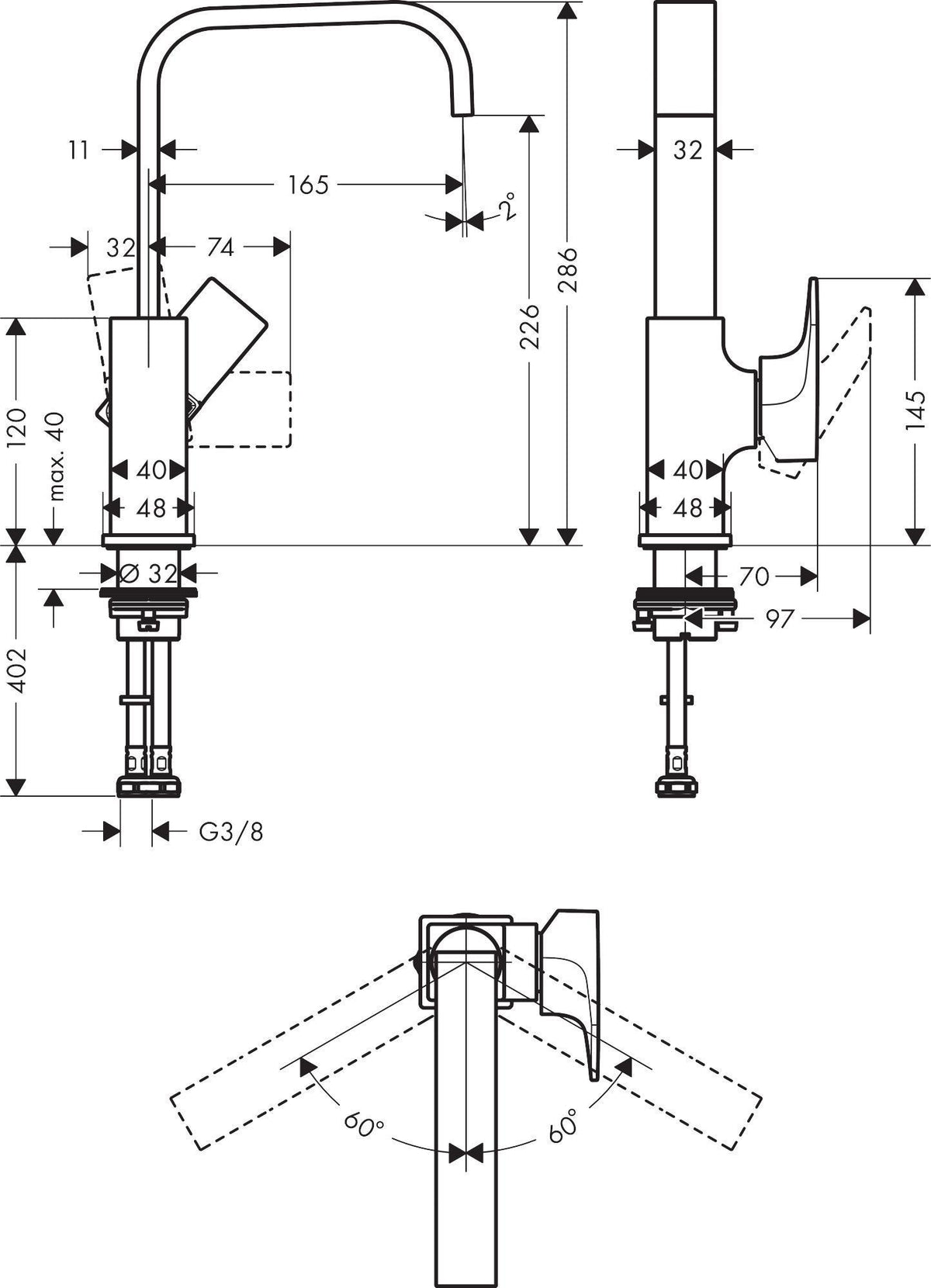 HANSGROHE Metropol Einhebel-Waschtischmischer 230 DN 15 chrom mit Push-Open Ablaufgarnitur