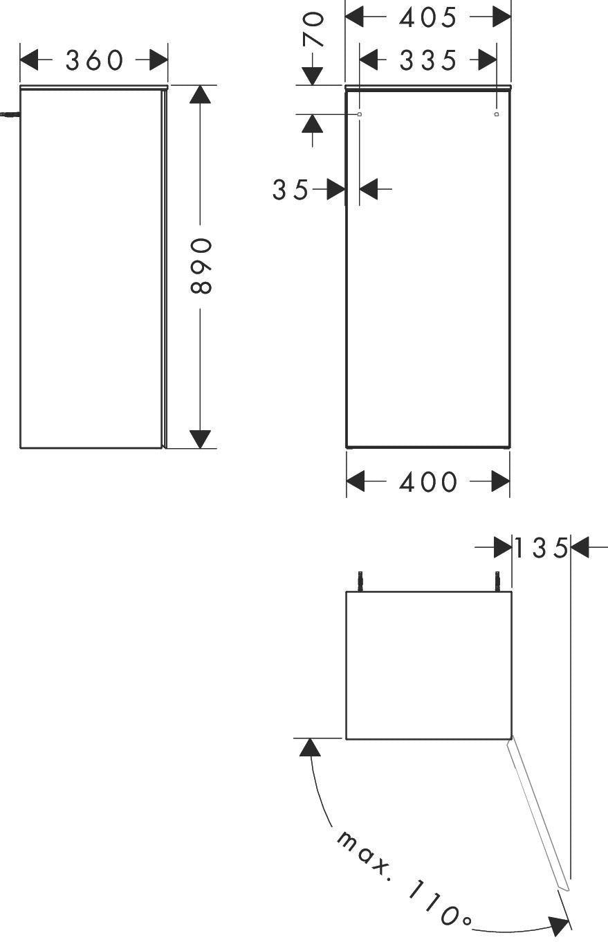 HANSGROHE Xevolos E Halbhochschrank 890 mm, eiche dunkel, grifflos mit PushOpen – Badmöbel