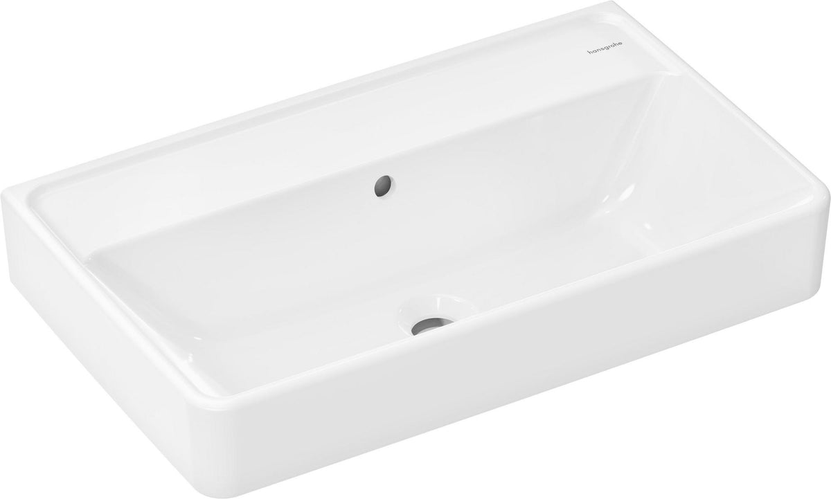 HANSGROHE Waschtisch Xanuia Q Compact 650x370mm weiß mit SmartClean, Hahnloch und Überlauf