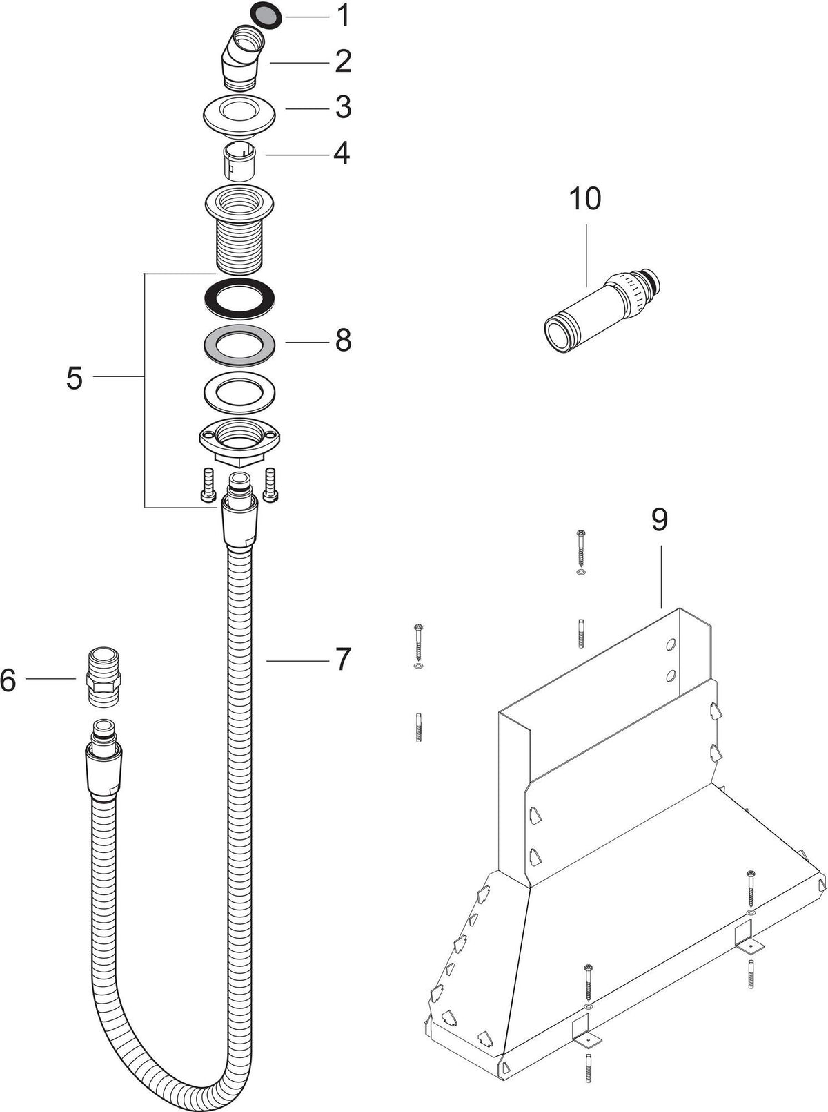 hansgrohe Brausehalter für Wannenrandmontage in Chrom – Einbauteil mit Brauseschlauch
